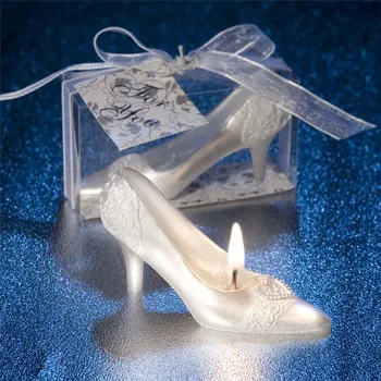 Kristalno Shoees Sveča Romantična Pravljica Pepelka Kristalno Čevlji Ustvarjalne Voska s Svečo Poroka, Valentinovo Doma Odlikovanja