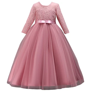 2021 Dolg Rokav Otrok Obleka Princess Obleka Za Družico Obleko Poročno Zabavo Obleko Otroci Obleke Za Dekleta Kopalke Vestidos