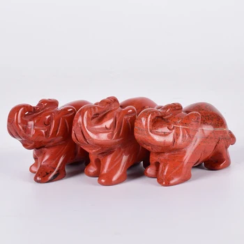 Red Jasper Slon Figurice Obrti Vklesan Naravnega Kamna Mineralnih Kristalov Mini Živali Kip Za Dekor Čakro Zdravljenje Feng Shui