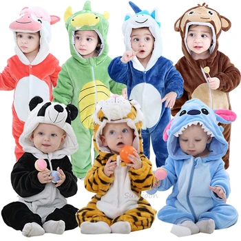 Dojenčka Romper Baby Girl Obleke Fant Jumpsuit Novo rojen Bebe Oblačila Pozimi Malčka, Otroška Oblačila Stich Panda Pižamo Otroške Kopalke