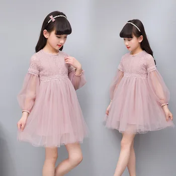 Otroci obleke za dekleta obleke 2019 Jeseni otroci oblačila dekleta obleke dolgo sleeved princesa obleko vezenje vestidos 2-14Y