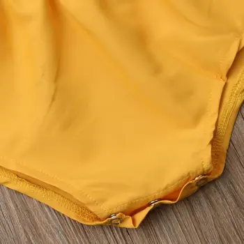 Newborn Baby Girl Obleke Sončnično Rastlinske Kratek Rokav Vrhovi Bib Hlače Trdne Hlače Bombaž Obleke, Kompleti Baby Sunsuit Playsuit
