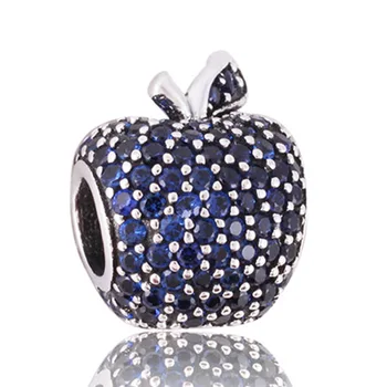 Veleprodajne Cene Fit Čar zapestnico srebro utrla kroglice Cirkonij 925 srebro Apple čar nakit DIY Debelo kroglice Nakit, Izdelava