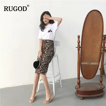 RUGOD korejski Seksi Leopard Tiskanja Dolgo Krilo Ženske 2020 Jeseni Mode Visoko Elastični Pas, Svinčnik Krilo Kača Tiskanja Krilo za Lady