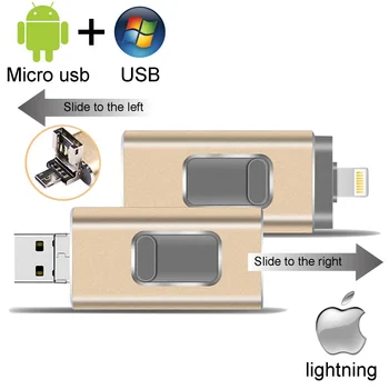USB3.0 Flash Disk 128GB iPhone Bliskovni Pogon s 3 Vrata, Memory Stick Združljiv za iPhone/iPad/MacBook/Android in Računalnik