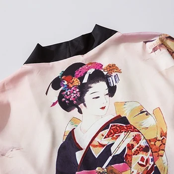 11 BYBB JE TEMNO 2020 Poletje Japonski Kimono Jopiči Hip Hop Stari Gejša Tiskanja Ulične Odprite Prednji Plašč Harajuku Svoboden Kimono