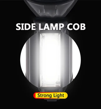 Najbolj Svetlo 20000LM 4-Orodje 500m Dolgega dosega Svetilka USB Polnjenje Luč Taktična Svetilka COB Delo Svetlobe, z Vgrajeno Baterijo