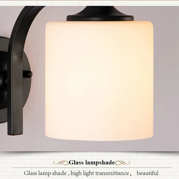 Klasična Minimalističen LED Stenske Svetilke Nordijska Steklene Stene Luči Napeljave Železa za Spalnico Postelji Svetilko Steno Sconces aplique pared de