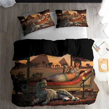 HELENGILI 3D Posteljnina Nabor Starem Egiptu Tiskanja Rjuhe Kritje Nastavite Bedcloth z Prevleke za Posteljo Set Home Tekstil #AJ-09