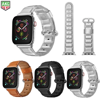 Najnovejši Pravega Usnja Bambusa Slog Watch Pasu Trak Za Apple Gledati Serije 4 3 2 1 iWatch Watchbands Zapestje Trakov 38-40-42-44 mm