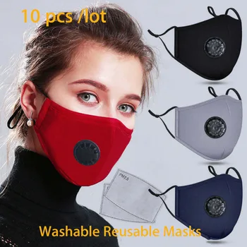 10pcs Masko za enkratno uporabo Stroj pm2.5 Proti gripi Prah maske Bakterije Virus Dihanje Valved Respirator z Filtrirni papir, Bombaž