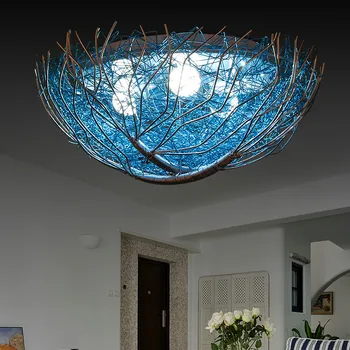 Ustvarjalne modra ptica gnezdo stropna svetilka, otroška soba, spalnica mediteranskem slogu razsvetljavo restavracija razsvetljavo toplo romantični