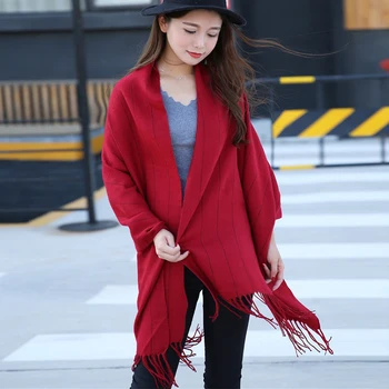 Mingjiebihuo Nove zimske korejski moda volna, ročno barva šal zadebelitev moških in žensk par pletene tassel šal
