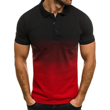 Laamei Človek Shirt Mens Priložnostne Poslovnih Golf Tenis Majica Gradient Kratek Rokav Vrhovi Veliko Količino Dihanje Plus Velikost