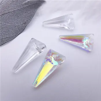 18 mm trikotnik oblike stekla čare kristalno obeski AB/briši bela nakit DIY uhani, pribor ugotovitve ogrlice iskra 60pcs