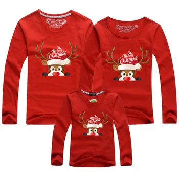2020 Božič Družinski Oblačila Božič Bombaž Drevo Tiskanja Dolgo Sleev T-majice Mati, Hči Očeta, Družino Ujemanja Obleke