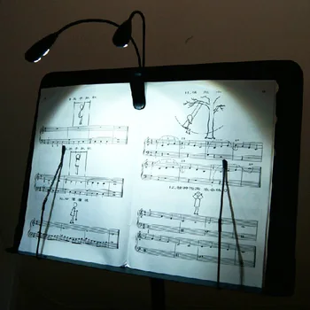 Clip-on 2 Dual Orožja 4 LED Knjiga Glasbeno Stojalo Lahka Svetilka Black za Klavir, Violino Glasbila Uspešnosti