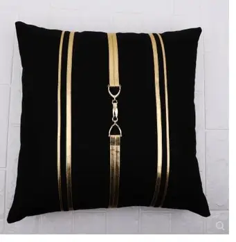 Črna volnene blazine pokrov luksuzni prevleke dekorativni zlate sponke proge ledvenih blazino kritje doma dekor