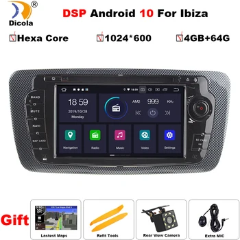PX6 DSP 4G+64 G Android 10 Avto DVD Rdio Za Seat Ibiza 6j 2009 - 2013 GPS Navigacija 2 Din Zaslon Video Avdio Predvajalnik