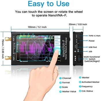 NanoVNA-F UHF Vektor Omrežja Antena Analyzer 50-1000MHz 4.3 Palčni LCD IPS+RF Demo Kit Prenosni Ročni Antena Analyzer