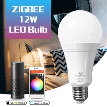 GLEDOPTO Dvojno belo in barvno 12W LED ZIGBEE žarnice RGB svetlobe AC100-240V ZigBee smart svetlobe delo z amazon ecoh plus LED E26/E27