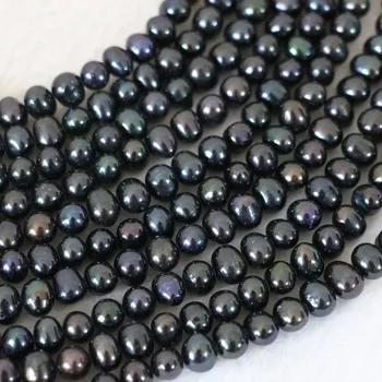 Vroče prodaje black naravni biser kroglice sladkovodnih kultiviranih na debelo trgovina na drobno tovarniško ceno fine nakit, izdelava 15inch B1338