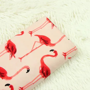 Pol metra risanka bombaž flamingo tiskanja tkanine, rahlo elastična oblačila, obleko lutka mehko krpo blizu kože A706