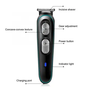 Berber Shop, Električni Sušilnik Clipper Strokovno Nastavljiv USB Polnjenje Hair Trimmer za Rezanje Hairdress Pralni Negovalni Komplet