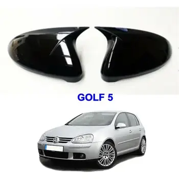 2 Kosov Visoko Kakovostne Abs Plastike Bat Slog Ogledalo Zajema Kape RearView Mirror Primeru Zajema Gloss Black Za VW Golf MK5 2003-2009
