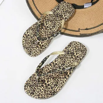 Poletje Ženske Flip-flops Ravno Non-slip Dame Moda Leopard Priložnostne Plaži Čevlji na Prostem Ženski Natikači Udobno Obutev