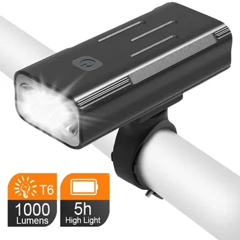 USB Polnilne Kolo Svetlobe, 1000 Lumnov Kolo Sprednje Luči 2400mAh/5200mAh MTB Smerniki Super Svetla Kolesarjenje T6 LED Svetilko Glavo