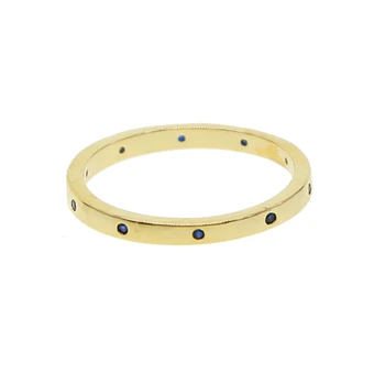 2019 Nov modni rezilo nastavitev kroga modre CZ ženske, nakit in Zlato barvo, visoko polirani preprosto poroko band večnost prst prstan