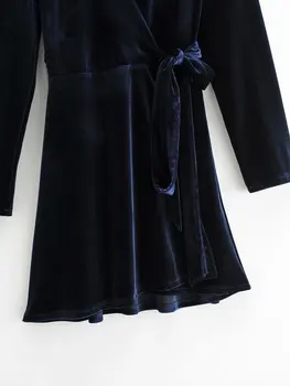 Toppies Ženske Kimono Bluze Vintage Obleko z Dolgimi Rokavi Velur Mini Obleka Seksi Proti-vrat Stranka Oblačila