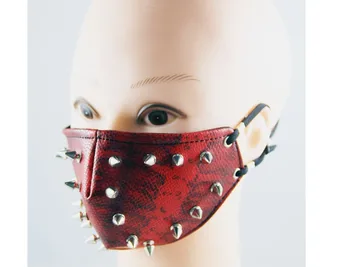 2020 Novo Zakovice Bela PU Usnje Masko Hipster Kažejo Zakovice Masko Rock Maske Moške Osebnosti Hip-hop Party motorno kolo rdeče Maske
