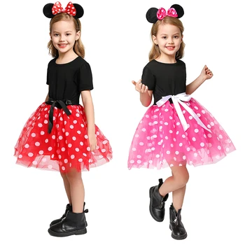 Baby Dekle Mickey Dot Tiskanja Obleko Malčka Minnie Žogo Obleke Za Malčke Rojstni Kostum Mali Otroci Božično Darilo