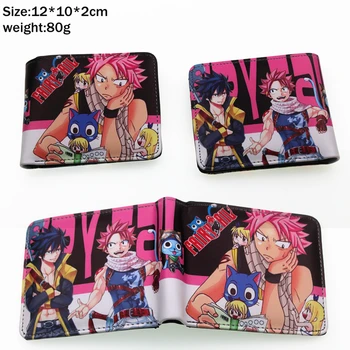 Anime Fairy Tail Natsu Lucy Pu denarnice Kratek Bifold Kartice s Fotografijo Imetnika Plasti usnje Fantje Dekleta Kovanec zadrgo Žep, Torbico Darilo