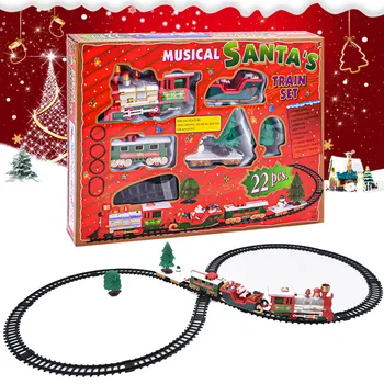 Vlak Nastavite S Luči In Zvoki Božični Vlak Nastavite Železniških Tirih Baterija Upravlja Igrače Božič Vlak Darilo Za Otroke, Igrače, Električni