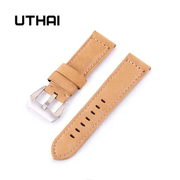 UTHAI Z17 Watchbands 20 mm 22 mm 24 mm 26 mm High-end retro Tele Usnja Watch band Watch Trak z Pravega Usnja, usnjenih Trakov