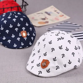 Nov izdelek Bombažne vezenine, Sidro multi-vzorec Železa sidro označevanje otrok baretka klobuk jeseni Fantje in dekleta otroška kapa