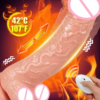 Realistični Vibrator Big Dildo Samodejno Teleskopsko Ogrevanje Ogromen Penis Sesalni Adult Sex Igrače za Žensko, Strapon Masturbacija
