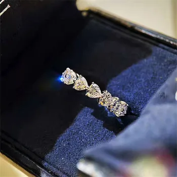 Cvet Srce Cut Lab Diamond cz obroč 925 Sterling srebro Angažiranost, Poročni Bend, Obroči za ženske, moške, dragih kamnov, Obljuba Nakit