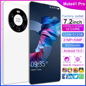 Mate41 Pro Pametni 7.2 palčni Globalni Različici Dual SIM Deca Jedro 6000mAh Android10 5G Mobilni Telefon Odklenjen Na Zalogi