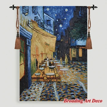 Van Gogh Noč Cafe Jacquardske Vezavi Tapiserija Steni Visi Gobelin Home Art Tekstilna Dekoracija Aubusson Bombaž Velikost 139x99cm