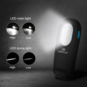 Ultra-tanek 4 SMD + LED delovna Lučka USB Polnilna LED Svetilka 4 Način 0-120 Stopinj Nastavljiv Gorilnik Lučka Magnetni Kavelj Svetlobe