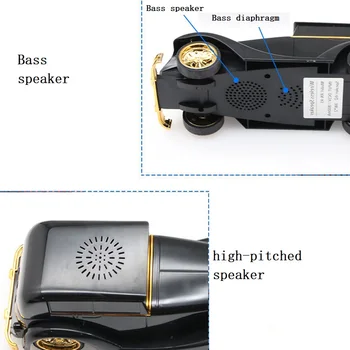 Brezžični Bluetooth Zvočnik Klasičen Avto Obliko High Power Računalniških Zvočnikov Bass Subwoofer Bluetooth Zvočnik z UKV-Radio TF Kartica