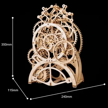 Robotime ROKR DIY 3D Lesene Sestavljanke, Mehansko Orodje Pogon Nihala Ura Sestavljanje Modela Stavbe Komplet Igrač za Otroke LK501