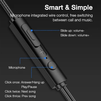 V Uho Žične Slušalke Tipa C Jack Stereo ročaji očal za Xiaomi Huawei Samsung Šport Teče Extra Bass Hifi Slušalka z Mikrofonom 3,5 mm