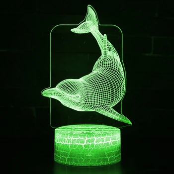 Daljinsko/Touch Kontrole 3D LED Nočna Lučka Moda Dolphin Vzorec Sprememba Barve LED namizne Svetilke Otroci Božič Darilo Doma dekoracijo D30