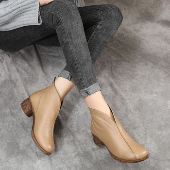 CEYANEAO 2020 Pravega Usnja Zimski Škornji Ženske Chelsea Čevlji Škorenjčki Ženska Gleženj Škornji Platforma Čevlji Botines Mujer