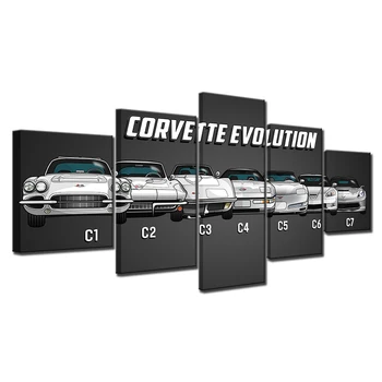 Slikarstvo Na Platno Wall Art Okvir Domu Dekorativni Soba HD Natisnjeni 5 Plošči Modularni Slike Chevrolet Corvette Avto Plakat